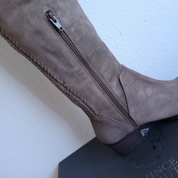 New Vince Camuto Suede Over the Knee Boots in Taupe - Picture 9 of 11